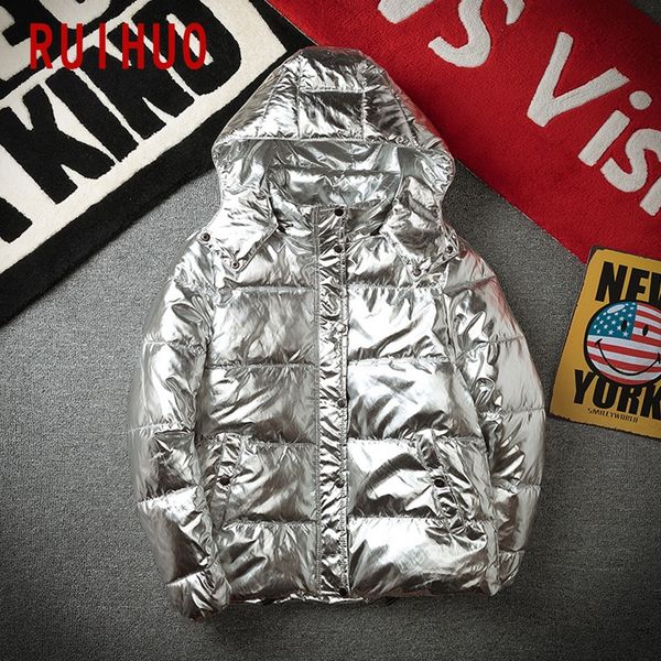 

ruihuo solid winter men jacket coat warm winter jacket men clothing parka mens m-4xl 2020 new arrival, Black