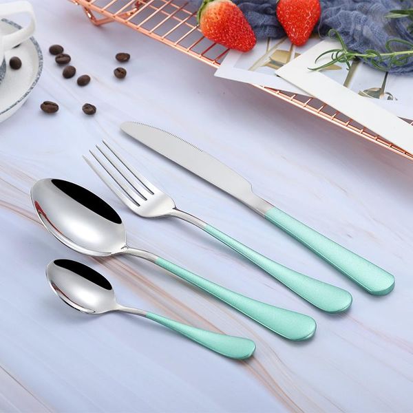 

spklifey dinnerware forks knives spoons cutlery set fork stainless steel spoon kitchen cutlery black cutlery set h jllqjr