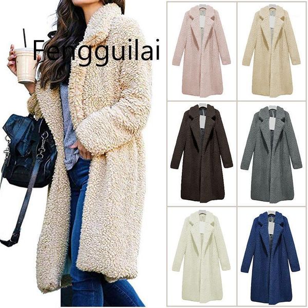 

2020 new plush coat women fur lamb thicken winter warm long sleeve female jackets overcoat outerwear faux fur coat for women1, Black