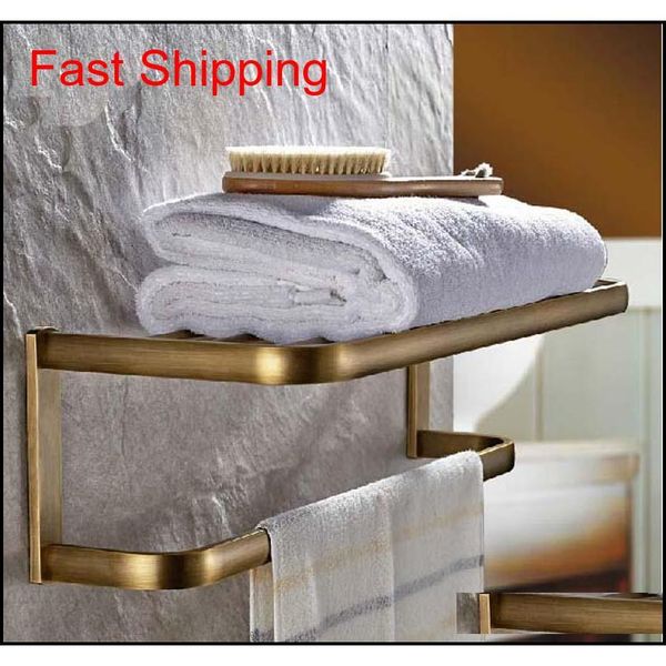 

wholesale and retail new antique brass wall mounted bathroom shelf towel rack hold qyltlv toys2010