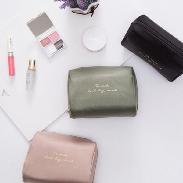 

korean version simple women small cosmetic bag organizer travel dressing case toiletry bag portable make up pouch solid color1