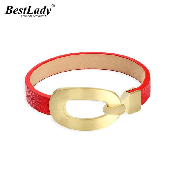 

lady boho fashion metal pu leather bangles for women classical buckle bracelet show party accessories jewelry gift bijoux, Black