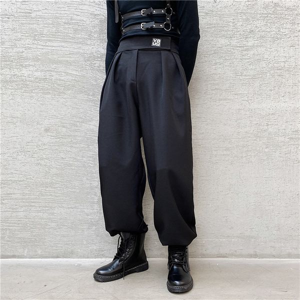 

2020 men vintage a straight leg. male suit. japanese panther. streetwear harem pants. 3yrk, Black