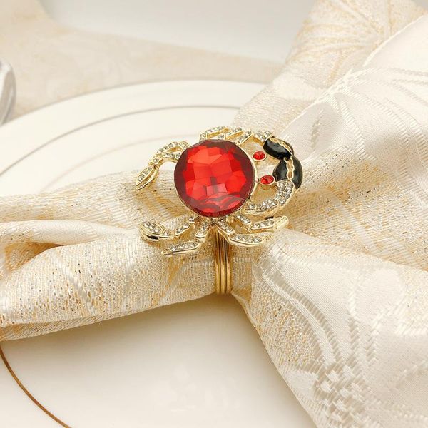 

napkin rings 6pcs red alloy crystal crab ring buckle cloth el wedding western restaurant decoration