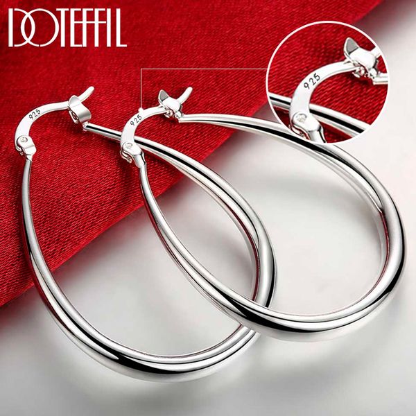 

doteffil 925 sterling silver smooth circle 41mm hoop earrings for women lady gift fashion charm wedding jewelry q1219, Golden;silver