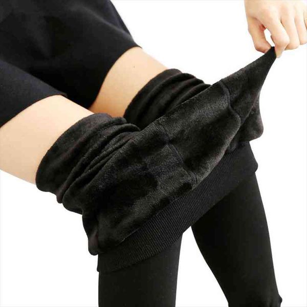 

legging femme winter leggings women warm velvet pants leggins high waist thick legging winter pant trousers women, Black