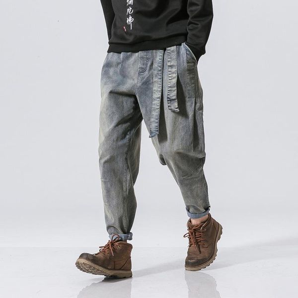 

men's jeans mrgb casual loose chinese style straight hip hop vintage fashion woman couple denim pants clothing, Blue
