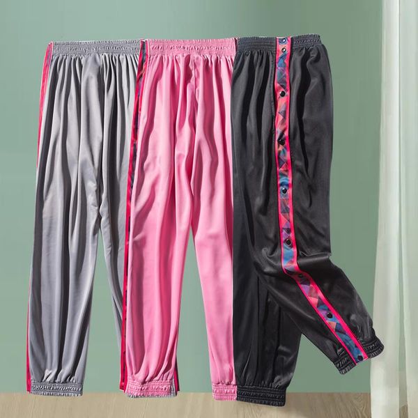 

running pants 2021 women summer smooth fabric europe loose casual sport men joggers streetwear long fashion female trousers, Black;blue