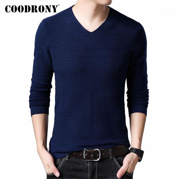 

coodrony brand sweater men casual v-neck pull homme 2020 autumn winter cotton pullover men jersey hombre knitwear sweaters c10101, White;black