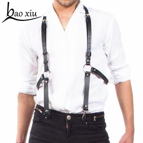 

new punk gothic harajuku men faux leather body bondage cage sculpting harness corset waist belt straps suspenders accessories, Black;brown
