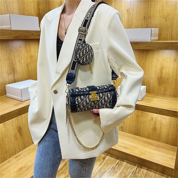 

sale 90% off high face value chain cylinder 2022 new high-grade retro letters armpit small satchel single shoulder pencil case bag wholesale