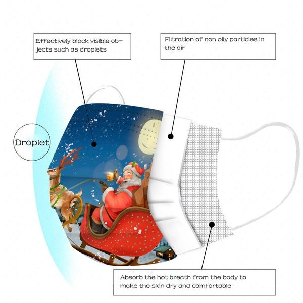 

christmas printed 25# mask 10pc disposable new masks girls non woven earloops face cover mascara maszk