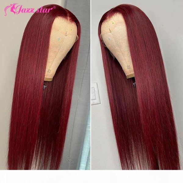 

brazilian straight burgundy lace front wig middle part lace part wig 99j front human hair wigs for women jazz star non-remy, Black;brown