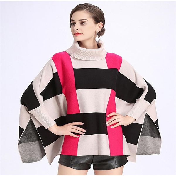 

women's turtleneck sweater women autumn and winter 2019 new luxury high-end bat sleeve knitted head cloak mid-length women's fashi, Black