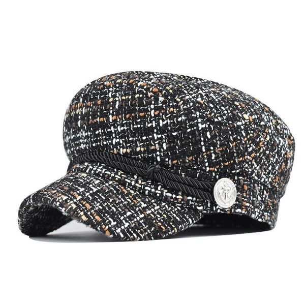 

stingy brim hats 2021 fashion winter wool knit women men hat casual ladies beret caps flat captain cap travel octagonal, Blue;gray
