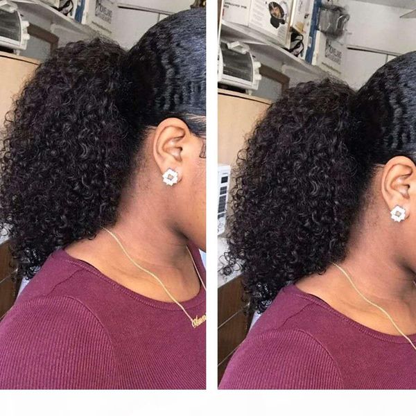 

3b 4c afro kinky curly natural human hair ponytail hair extension for black women clip in drawstring brazilian hair ponytail hairpiece 120g