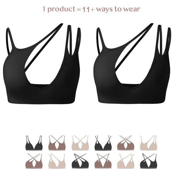 

gym clothing sports wear for women 11 ways to elastic breathable yoga pilates underwear crop fitness bra running, White;black