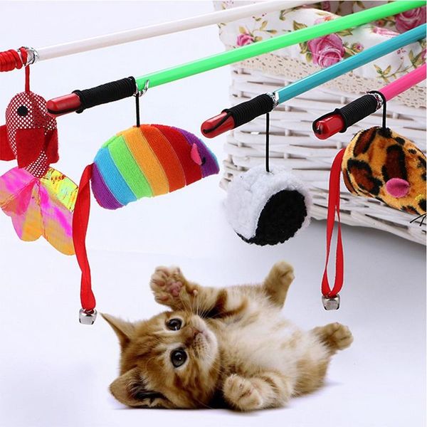 

cat toys pet tease wand toy mouse fish dog catcher stick for cats pets interactive