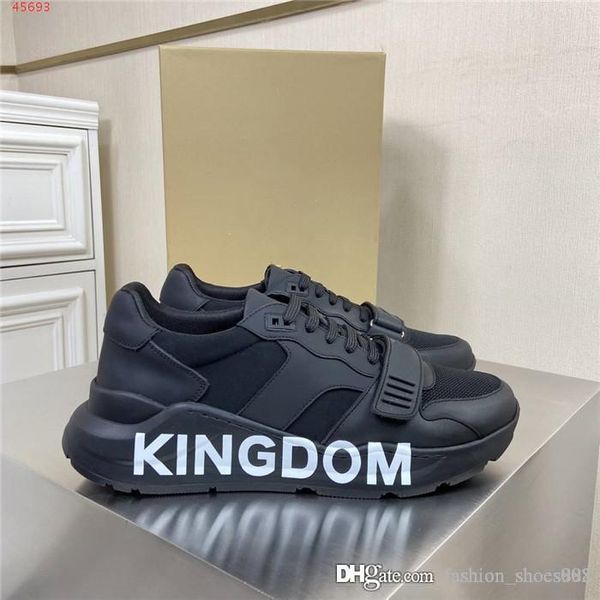 

mens classic striped casual sneaker, leather splice breathable mesh lace-up thick-soled little white shoes with original box 38-44, Black