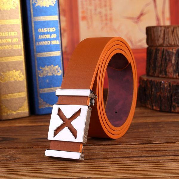 

casual men's korean fashion big x letter leisure men's female fashion cowboy belt lovers versatile belt ip1eg, Black;brown