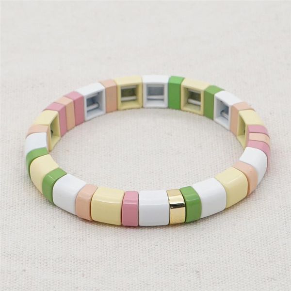 

fashion colorful enamel tile bracelet for women men elastic beaded bracelets boho fashion jewelry gift, Black