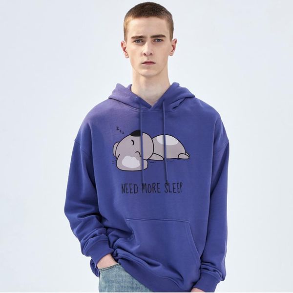 

men's hoodies & sweatshirts need more sleep cartoons bear print hoody creative casual man fleece warm autumn hooded funny cool fashion, Black