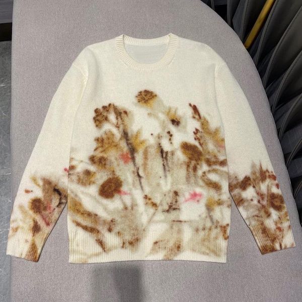 

women's sweaters 8.25 2021 cashmere knitted pullover floral print fashion elegant retro exquisite embroidery sweater, White;black