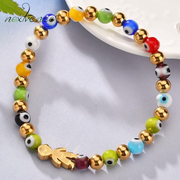 

beaded, strands nextvance family stone bracelet bohemia strand love boy charm for son kids children gift bijioux drop, Black