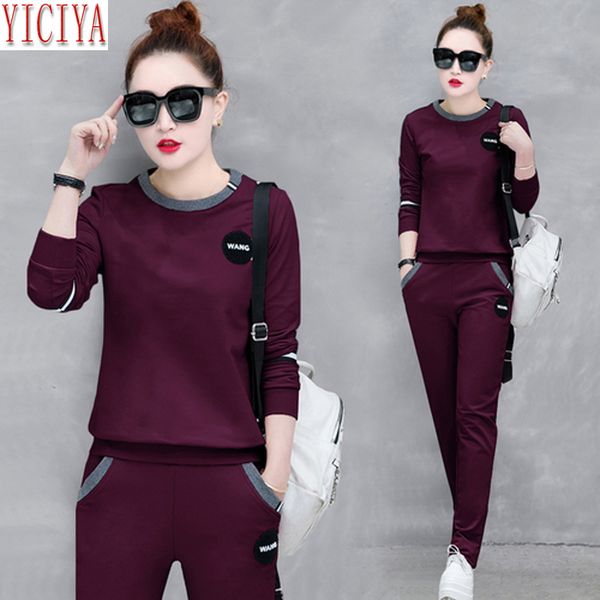 Rosa Dois 2 Piece Set Tracksuits Mulheres Outfits Top e Calças Ternos Plus Size Grande Co-Orde Set Sweatsuit Outono Inverno roupas LJ201126