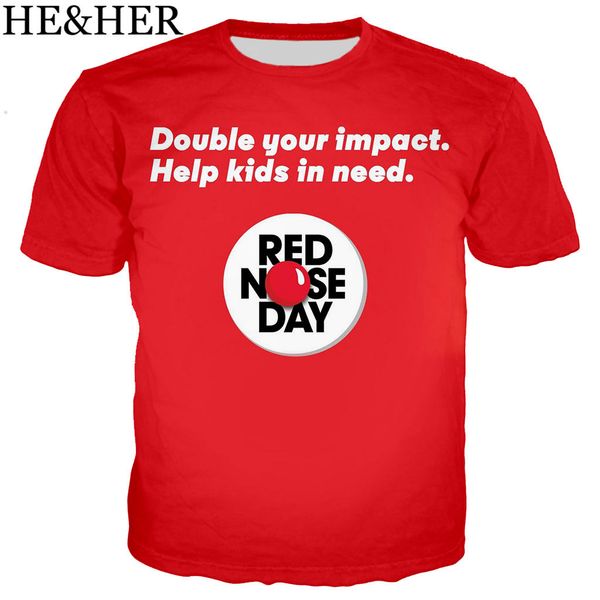 

red nose day cute men summer plain cool for 3d print shirts humor kawaii kawaii men clothing