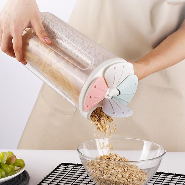 

3 color crisper grains storage tank household transparent measure cup sealed storage box kitchen containers for dry cereals