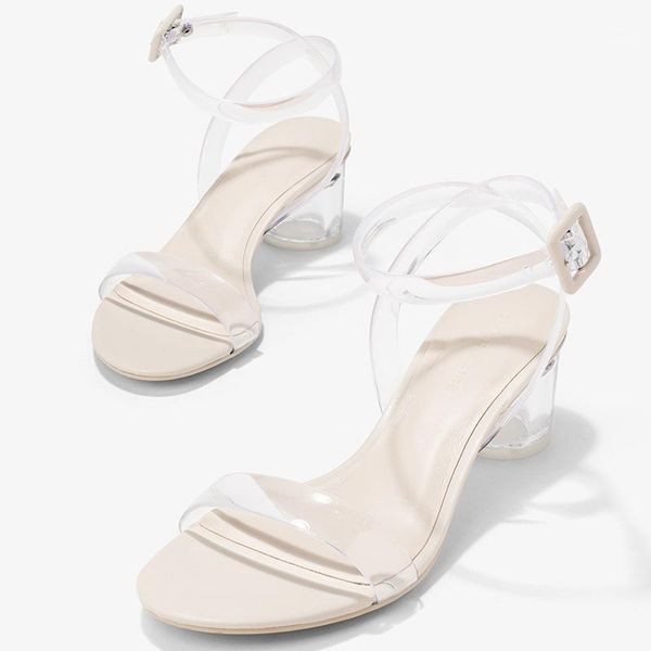 

sandals 2021 small transparent one character with thick heel all-match high female fairy style ins fashion1, Black