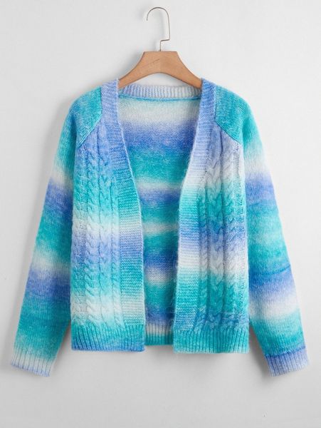 

plus ombre cable knit cardigan p21m#, Black
