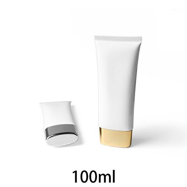 

storage bottles & jars 100ml empty white plastic bottle cosmetic container flat style aloe cream hand lotion travel packaging tube 1