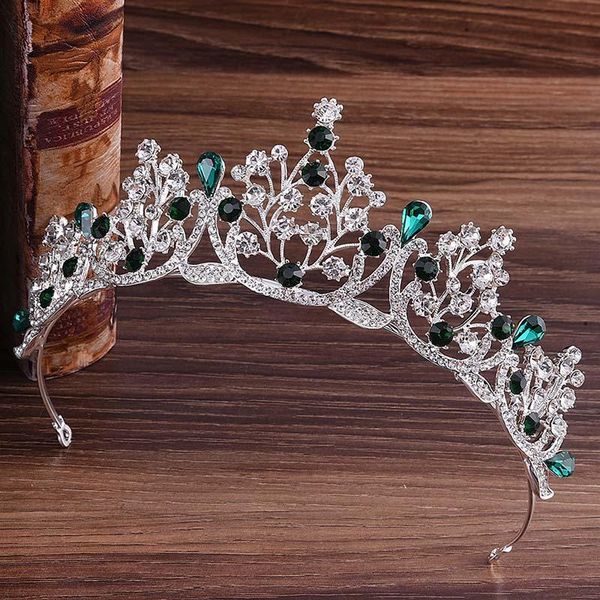 

delicate tiara and crowns red crystal bridal rhinestone princess noiva diadem hair jewelry women wedding hair accessories, Golden;silver