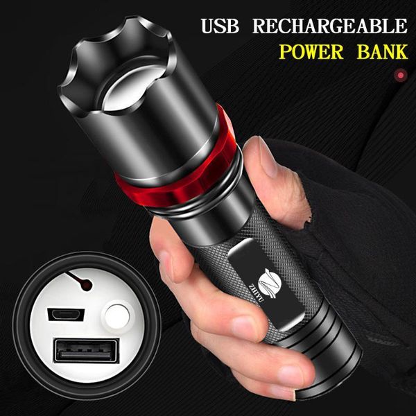 

zhiyu portable led t6 lamp beads 3 lighting modes lantern bike light camping torch use built-in battery be power bank