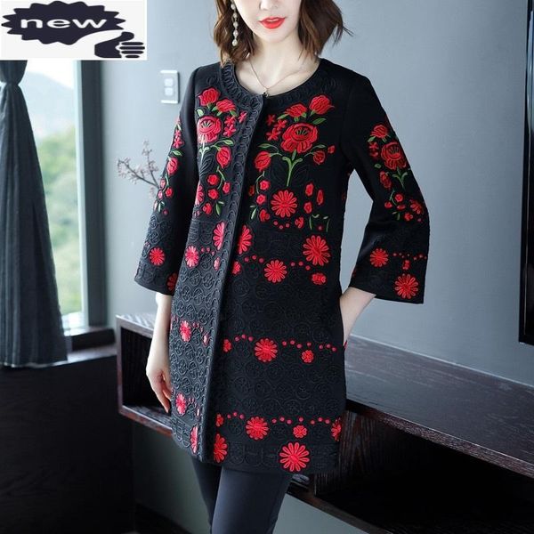 

coat trench xxxxl 2021 autumn winter outerwear & coats women allover luxurious embroidery wide-waisted vintage coat oversize, Tan;black