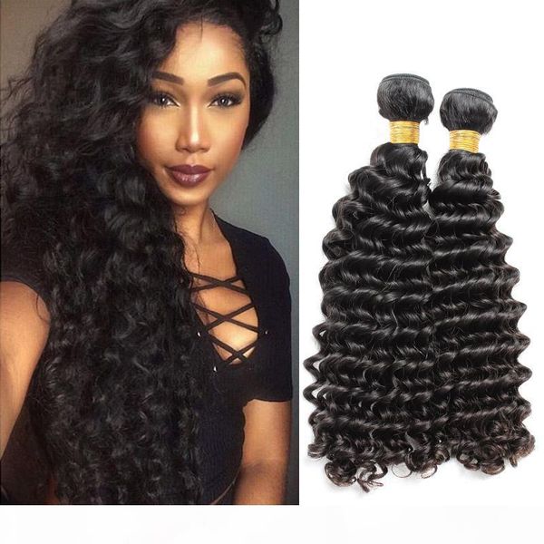 

brand original hair 2pcs lot 10-24inch brazilian human hair deep wave unprocessed brazilian original hair extension bellahair ing, Black