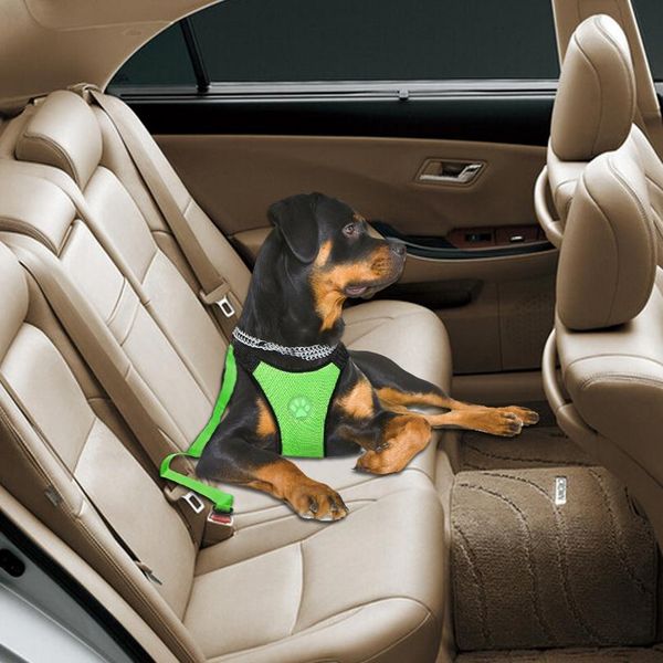 

nylon breathable mesh dog harness vest safety pet car seat belt dog leash lead adjustable vehicle harness for medium la bbyofg