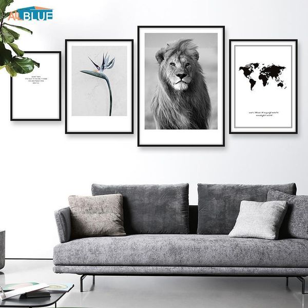 

canvas lion poster animal print wall art painting decorative picture for living room black and white modern home decor1