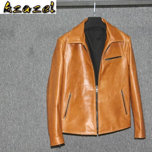 

genuine leather jacket men spring autumn cow leather jacket plus size brown coat fashion 5xl chaqueta cuero hombre pph3421, Black