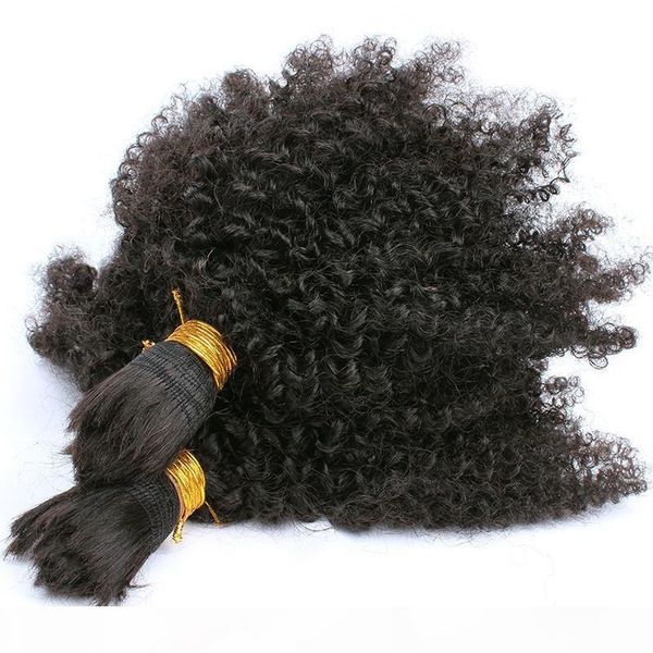

afro kinky curly hair bulk for braiding 10a brazilian human hair 3 pcs lot hair bulk for african american, Black
