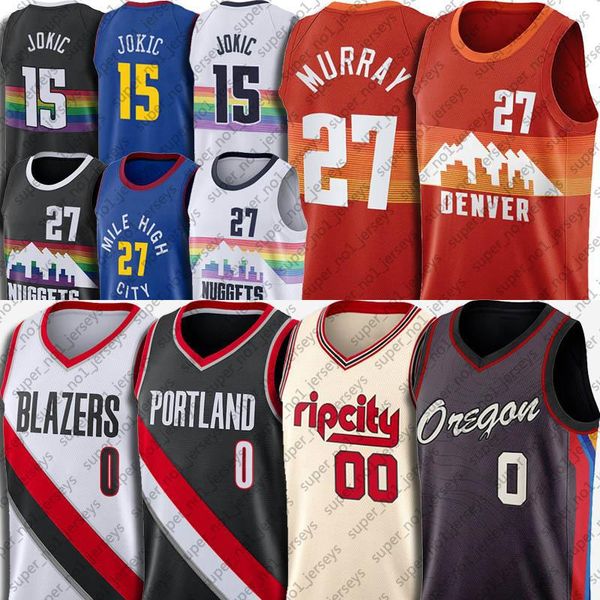 

nikola jamal 15 jokic murray jersey damian carmelo lillard anthony jerseys portland след блейзеров дент самородки джерси, Black;red