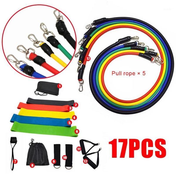 

17pcs fitness equipment sports rally suit yoga rally rope fitness training belt elastic device tpe resistance bandas elasticas1