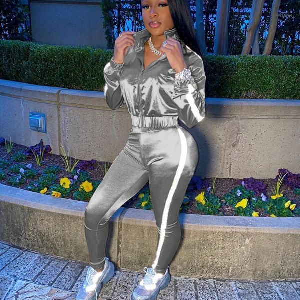 

hirigin fall winter women's set zipper sweat shirts and sweatpants suits tracksuit two piece set outfit active sweatsuit1, Gray