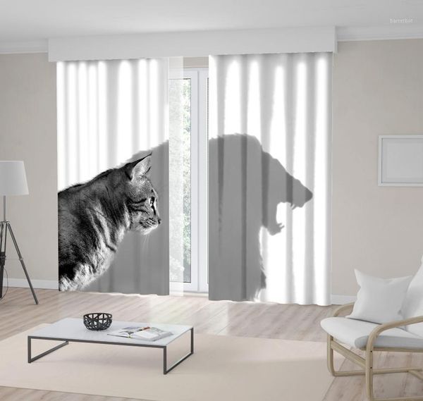 

curtain the lion within house cat casting lion's shadow confidence bravery theme art gray white1