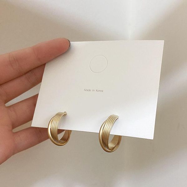 

hoop & huggie fashion gold silver color metal circle geometric earrings for women girl simple round ear jewelry statement, Golden;silver