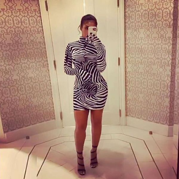 

high fashionable women's individual stripe half collar long sleeve drs slim fit short 8446, Black;gray