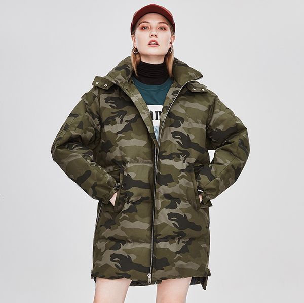 

2021 new winter thick stand collar hooded white duck down material loose style women warm long coat feminino c0ui, Black