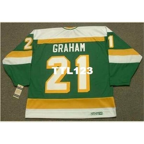 

421 #21 dirk graham minnesota north stars 1986 ccm vintage hockey jersey or custom any name or number retro jersey, Black
